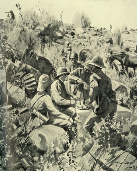 Lord Roberts and Staff at Lunch on the Veldt', (1901).