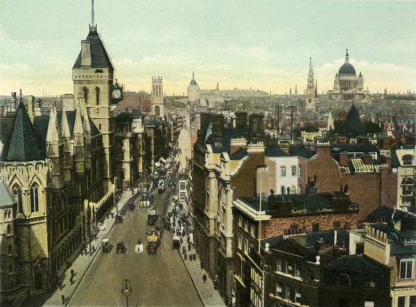 View from St. Clement Danes Showing Law Courts', c1900s.