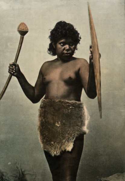 Femme Australienne Chargee Des Armes De Son Mari', (Austrailan Woman with Husbands Weapons), 1900.