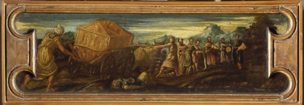 King David bearing the Ark of the Covenant into Jerusalem.