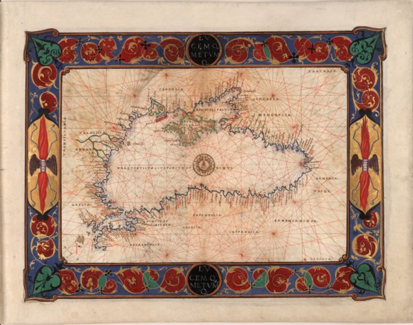 Map of the Black Sea including part of present-day Romania, Bulgaria, Turkey, Ukraine, and Russia, c