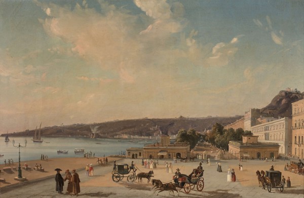 View of the gardens of Villa Reale, Naples.