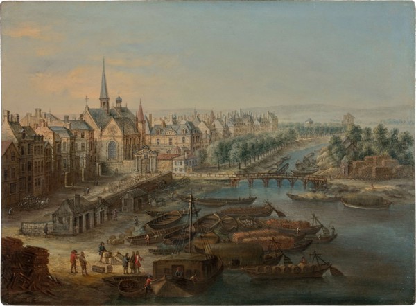 View of the Arsenal, the port Saint Paul and the quai des Célestins in Paris, 1730s.