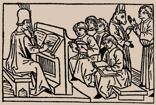 School lessons. From Speculum Vitae Humanae by Rodericus Zamorensis, 1479.