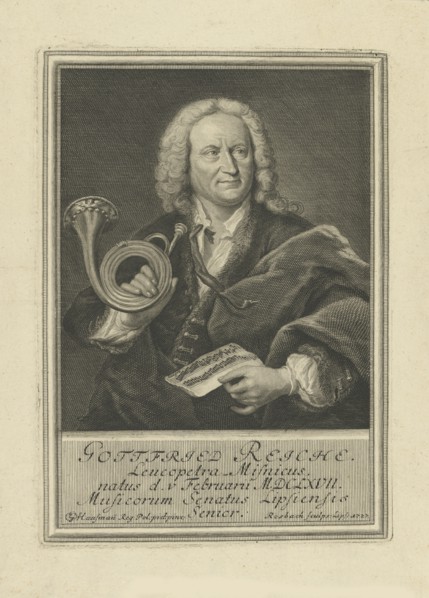 Portrait of the trumpet player and composer Gottfried Reiche (1667-1734) , 1727.