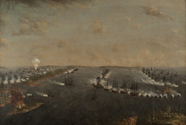First Russo-Swedish Battle of Rochensalm on August 24, 1789, c. 1790.