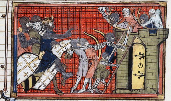The capture of a town by Godfrey of Bouillon.