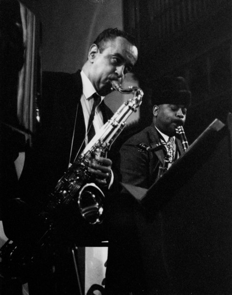 Paul Gonsalves and Lawrence Brown, rehearsal for a Sacred Concert, Cambridge, 1967.