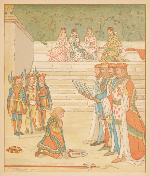 The Knave of Hearts, Brought back those Tarts, And vowed he'd steal no more', 1880.