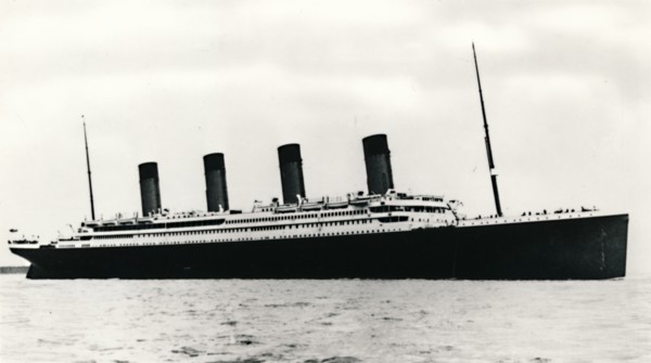The RMS 'Titanic' leaving Southampton, 10 April 1912.