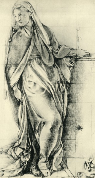 Sketch of the Virgin Mary for an Annunciation, mid-16th century, (1943).