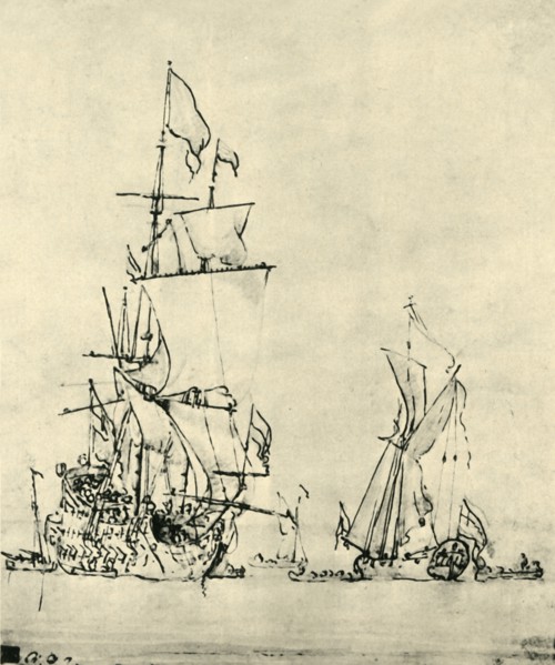 Ships at sea, mid-late 17th century, (1943).
