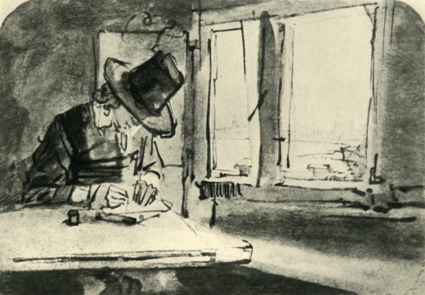 Man drawing at window, mid 17th century, (1943).