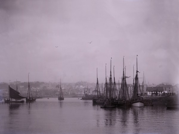 Ships in the harbour at Plymouth in Devon.