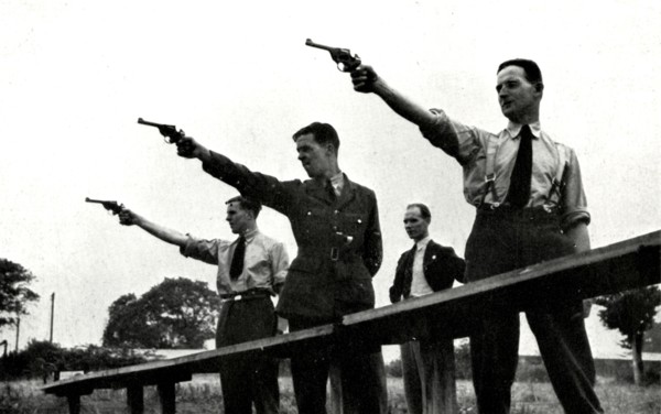 'Revolver practice at the Elementary Flying Training School',1941