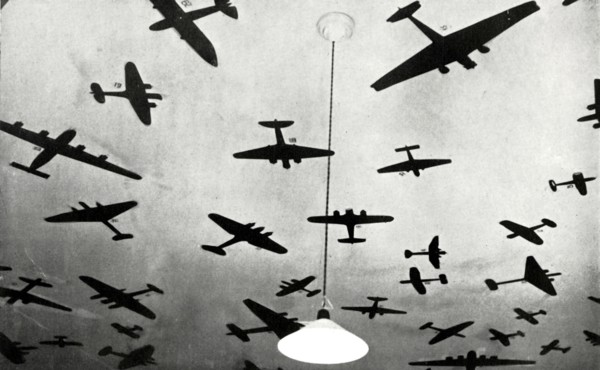 Silhouettes of military aircraft,