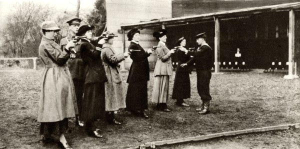 Members of the WRNS at revolver practice,1915