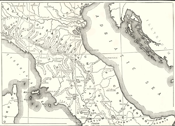 'Map of Northern and Central Italy',1890