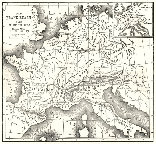 'Map of the Kingdom of the Franks Under Charlemagne',1890