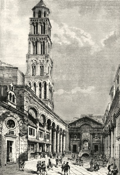 'View in Spalatro, Showing the Campanile and the Peristyle of the Palace of Diocletian'