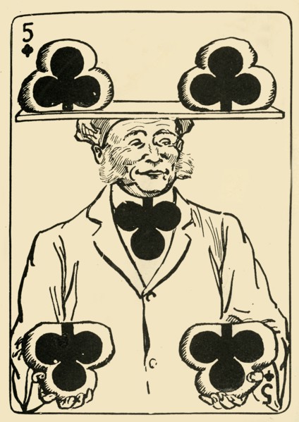 '"The Prosperous Baker" on the five of clubs', 1910.  Creator: A Hogg.