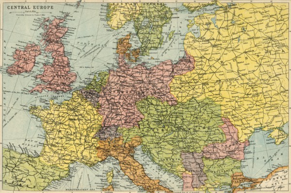 Map of Central Europe, c1914.  Creator: John Bartholomew & Son.