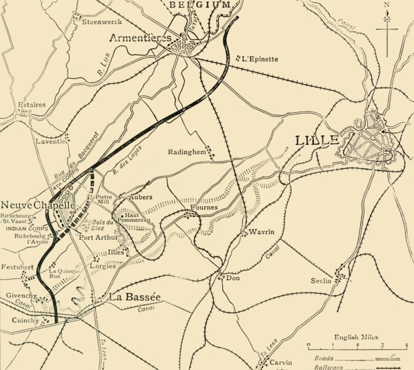 'The Battleground of Neuve Chapelle', First World War, 1915, (c1920). Creator: Unknown.