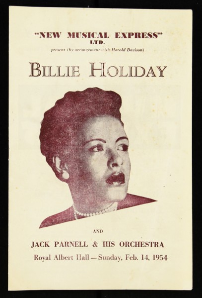 Programme for Billie Holiday and Jack Parnell & His Orchestra, Royal Albert Hall - February 1954. Creator: Unknown.