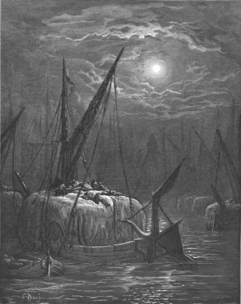 'Hayboat on the Thames', 1872.  Creator: Gustave Doré.