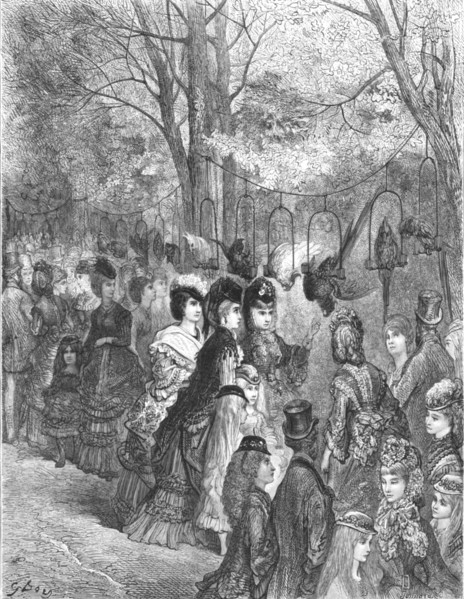 'Zoological Gardens - The Parrot Walk', 1872.  Creator: Gustave Doré.