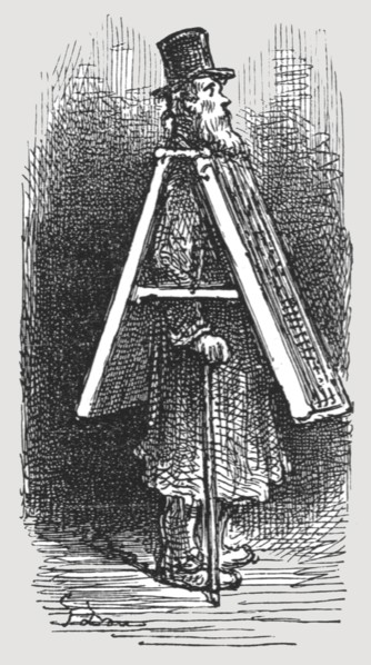 'Advertising Board - Man', 1872.  Creator: Gustave Doré.