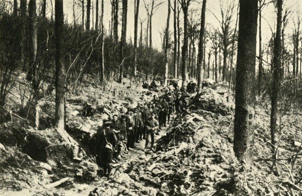 'Canadian Infantry in a Wood at the Front', First World War, 1915-1916, (c1920). Creator: Unknown.