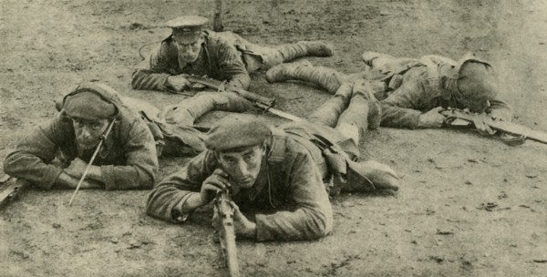 Listening for sounds from underground, Western Front, First World War, c1916, (c1920). Creator: Unknown.