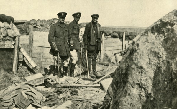 'Inspecting One of the German Trenches after its Capture', First World War, 1917, (c1920). Creator: Unknown.