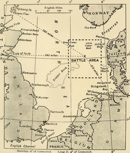 'The Scene of the Battle of Jutland, May 31-June 1, 1916', (c1920). Creator: Unknown.