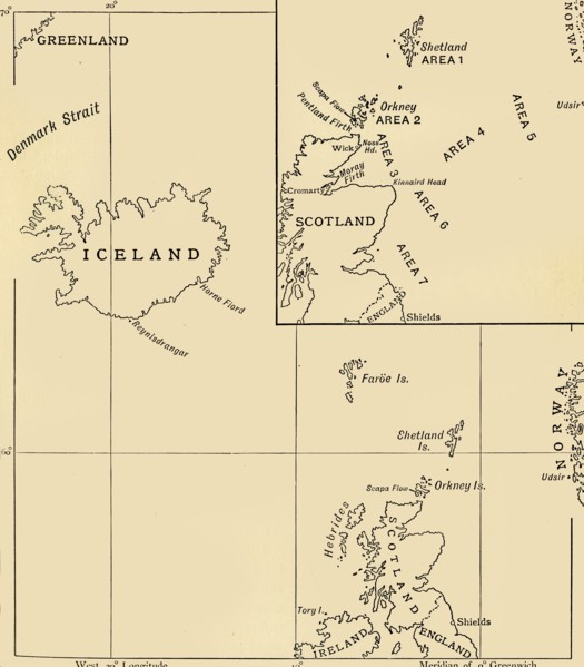 'Map showing the Scope of the Operations of the 10th Cruiser Squadron'...1916, (c1920). Creator: Unknown.