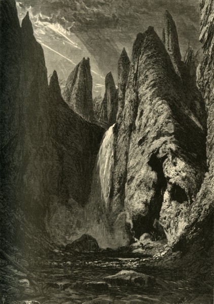 'Tower Falls', 1872.  Creator: W. J. Linton.