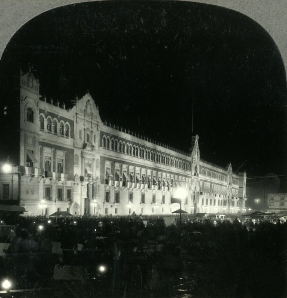 'Illumination of National Palace on Evening of Independence Day Celebration, Mexico City', c1930s. Creator: Unknown.