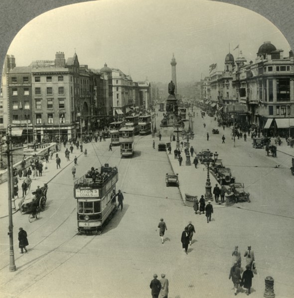 'The O'Connell Monument and the Nelson Pillar, O'Connell Street, Dublin, Ireland', c1930s. Creator: Unknown.