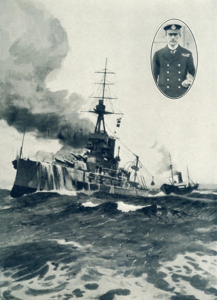 'Vice Admiral Sir John Jellicoe's Flagship, Iron Duke, Being Coaled at Sea. Inset: Vice-Admiral Jell Creator: Unknown.