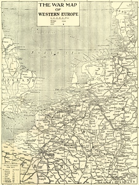 'The War Map of Western Europe', 1915. Creator: Unknown.