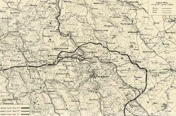 'The Battle-Fronts in the Opening Stages of the Fight for Verdun', 1916. Creator: Unknown.