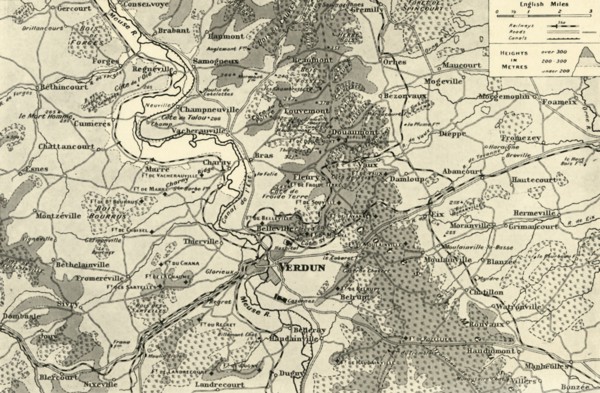 'Large Scale Map of First Phase of the Struggle for Verdun', 1916. Creator: Unknown.