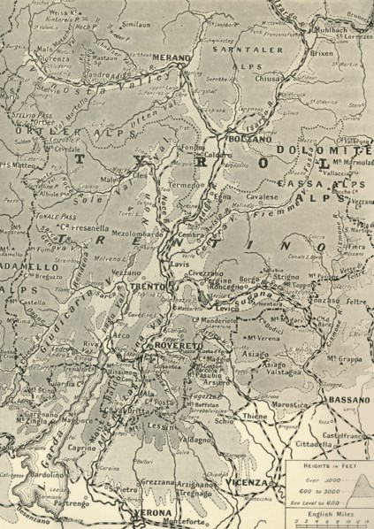 'Map of the Trentino Front', 1916. Creator: Unknown.