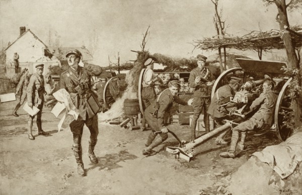'With a British Battery at the Front', 1916. Creator: Unknown.