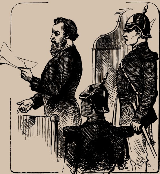 Andrei Zhelyabov before the Court, 1881. Creator: Anonymous.