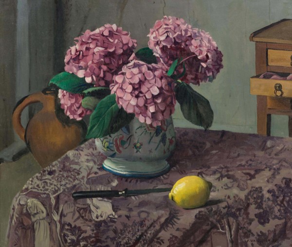 Hortensias and Lemon, 1923. Creator: Vallotton, Felix Edouard (1865-1925).