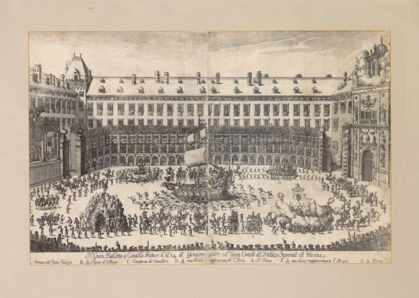 Equestrian ballet in the courtyard of the Vienna Hofburg ..., 1667. Creator: Anonymous.