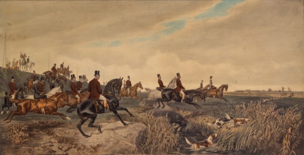 Emperor Franz Joseph I with Empress Elisabeth during a parforce hunt, 1880. Creator: Blaas, Julius, von (1845-1922).