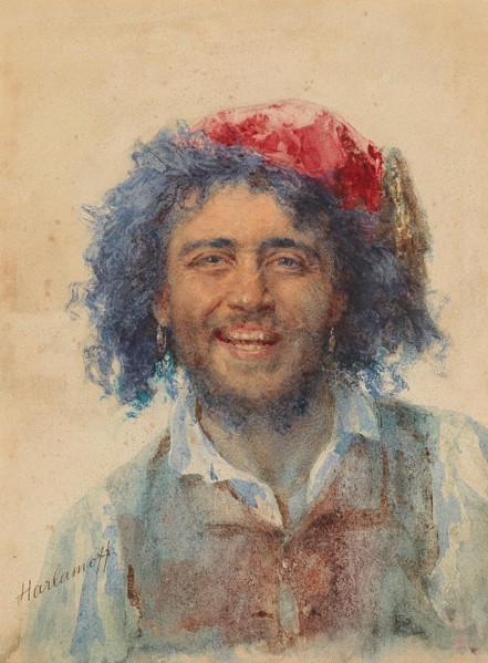 Self-Portrait as Gypsy Baron. Creator: Harlamov (Harlamoff), Alexei Alexeyevich (1840-1922).